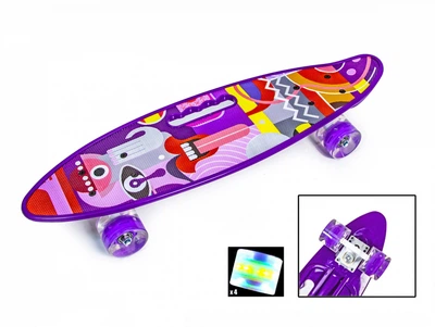 Детский пластиковый пенниборд скейтборд&nbsp;Penny Board с рукой принтом&nbsp;Modern&nbsp;и светящимися колесами до 70 кг