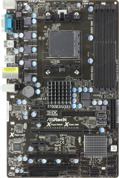 Материнская плата Socket AM3+ ASRock 970DE3/U3S3 FX Ready ( sAM3+ / AM3, DDR3, AMD 770, USB 3.0, PCI-Ex16 ) Б/У