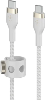 Kabel Belkin BRAIDED SILICONE USB-C - USB-C 1 m Biały (CAB011bt1MWH)