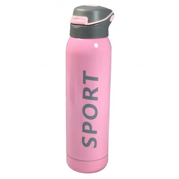 Термокухоль з трубочкою "SPORT" 500мл Pожевий (8208)
