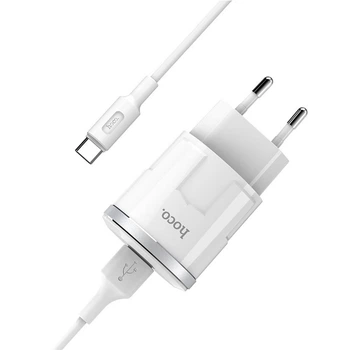 СЗУ HOCO 2 usb 2.4 A + кабель Type C (C73A) белый