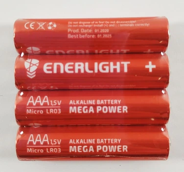 Батарейки ENERLIGHT MEGA Power Alkaline AAA/LR03 (4шт)