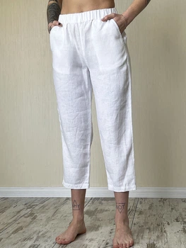 Льняные брюки белые XS - linen island (132674)
