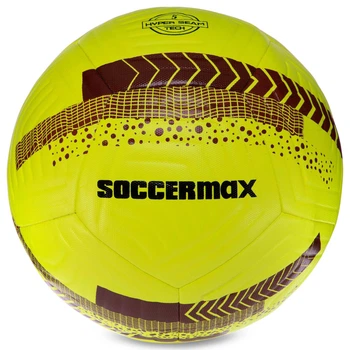 Мяч футбольный №5 PU ламинированная гибридная сшивка HYBRID SOCCERMAX FIFA (PU, Желтый-бордовый) (FB-3113_Желто-бордовый)