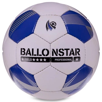 М'яч футбольний №5 PU ламінований гібридна зшивка HYBRID BALLONSTAR FB-3132 (№5, білий-синій)