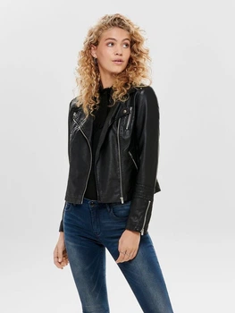 Куртка из искусственной кожи ONLY ONLGEMMA FAUX LEATHER BIKER OTW NOOS 38 Черный 15153079-Black