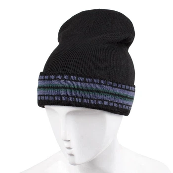 Шапка бини Beani'qe Cheap warm One size Серый Фиолетовый (21082)