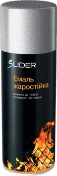 Фарба високотемпературна 400мл срібляста Slider {чорна банка}