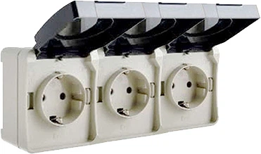 Розетка із заземленням потрійна ElectrO ВС20-3РК УФ-захист IP54 (VS203RK1654)