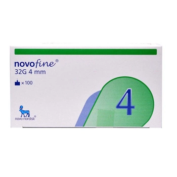 Голки для інсулінових шприц-ручок Новофайн 4 мм - Novofine 32G 4mm, #100