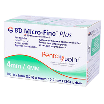 Иглы для инсулиновых шприц-ручек Микрофайн 4 мм, BD Micro-fine Plus 32G