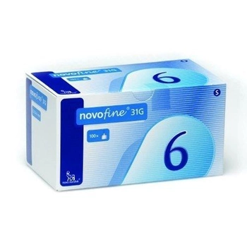 Голки Novofine (Новофайн) 6 мм для інсулінових шприц-ручок, 100 шт.