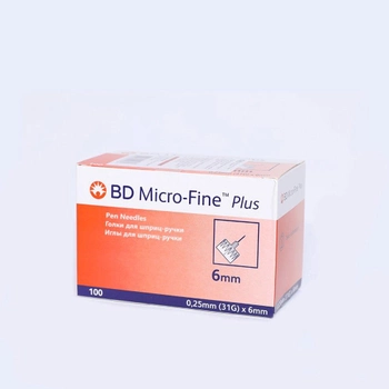 Голки інсулінові Мікрофайн Плюс 6мм-BD Micro-Fine Plus