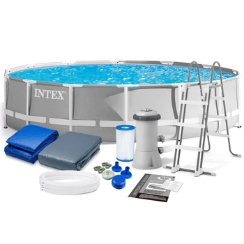 Каркасный бассейн Intex 26720 + фильтр-насос, лестница, подстилка, тент 427х107 см Объем 12706 л