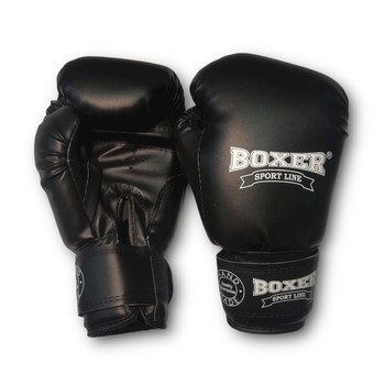 Боксерські рукавички BOXER 10 оz шкірвініл Еліт чорні