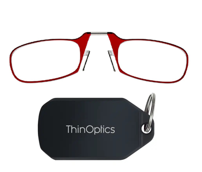 Очки для чтения Thinoptics 2.00, красные / Брелок для ключей черный (KCB2.0R)