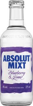 Напиток слабоалкогольный газированный Absolut Mixt Blueberry & Lime 0.275 л 4% (7312040322886)
