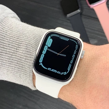 Смарт часы Airplus T500+ MAX Smart Watch Series 7. Цвет серый металлик. Алюминиевый корпус, съемный ремешок.