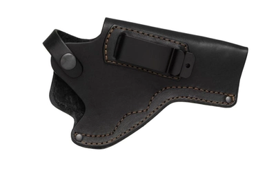 Кобура для Револьвера 4 поясная скрытого внутрибрючного ношения с клипсой не формованная кожаная чёрная MS