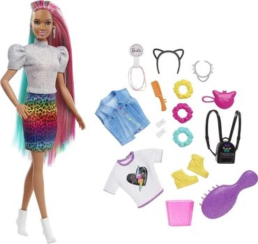 Кукла Barbie Leopard Rainbow Радужный леопард Брюнетка (HCV99)