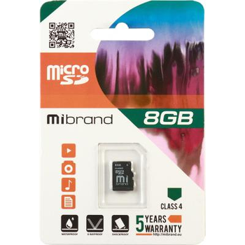 Карта памяти Mibrand 8GB microSD class 4 Nobsound (MICDC4/8GB). 56214