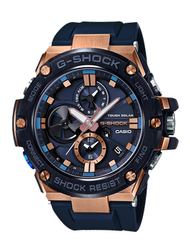Мужские часы в стиле Casio GST-B100G-2AER синий полимерный ремешок