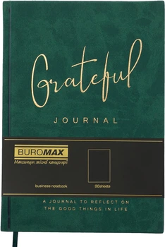 Блокнот деловой Buromax Grateful A5 без линовки 96 листов обложка из искусственной кожи Зеленый (BM.295019-04)