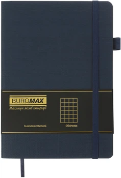 Блокнот діловий Buromax Color Tunes A5 у клітинку 96 аркушів обкладинка зі штучної шкіри Темно-синій (BM.295100-03)