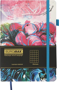 Блокнот деловой Buromax Cherie A5 в клетку 96 листов обложка из искусственной кожи Синий (BM.295105-02)