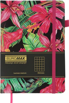 Блокнот деловой Buromax Exotic A5 в клетку 96 листов обложка из искусственной кожи Малиновый (BM.295124-29)