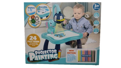 Детский проектор для рисования со слайдами 3 в 1 ТОВ Метр-Плюс Projector Painting столик для рисования по проекциям, фломастеры, альбом Голубой слоник 325