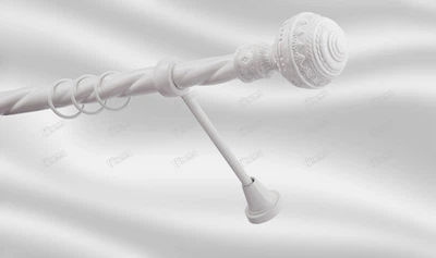 Карниз для штори PLASTIDEA металевий одинарний кручений діаметр 25 мм. з прищіпками Білий Арабеска 200 см.