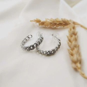 Серьги полукольца гвоздики цепь 2,5см