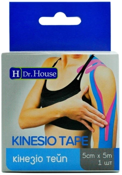 Пластир медичний H Dr. House Кінезіо тейп 5 см х 5 м Блакитний (5065001558092)