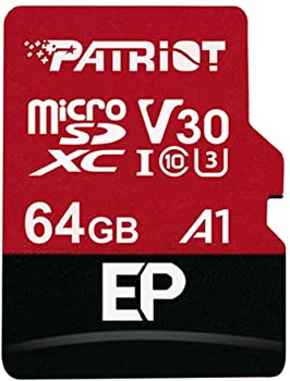 Карта пам'яті Patriot microSDXC EP Series 64GB Class 10 UHS-I (U3) V30 A1 W-80MB/s R-100MB/s +SD-адаптер (PEF64GEP31MCX)