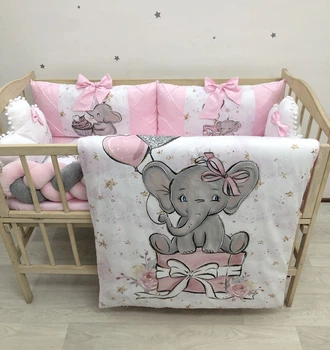 Комплект в кроватку для новорожденных Carus Textile слоник 120х60 см розовый
