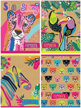 Тетрадь в клетку 18 л Yes Rainbow animal крафт, белила А5 микс 4 дизайна (765083)
