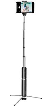 Селфи-монопод Baseus Fully Folding 2in1 з функцією штатива і пультом Bluetooth Чорно-Сріблястий