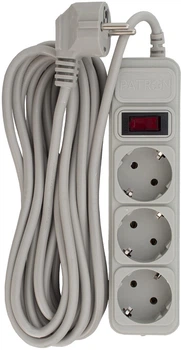 Фільтр мережі Patron 10 А 250 В 3х1 мм² 3 розетки 5 м Grey (SP-1035-GR)
