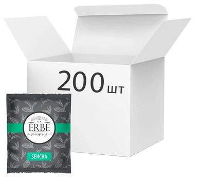 Упаковка зеленого чая Erbe Sencha в пакетиках 200 шт х 1.5 г (4820097819776)
