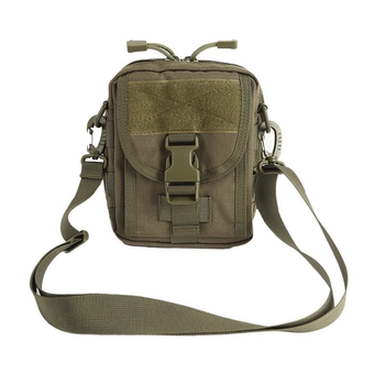 Тактическая поясная наплечная сумка - подсумок с ремнём Tactic с системой M.O.L.L.E Олива (1030- olive)