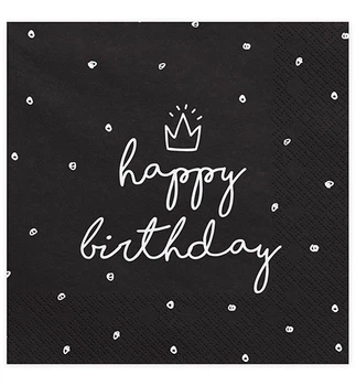 Серветки святкові "Happy Birthday black", Польща, 20 шт., розмір - 33х33 см
