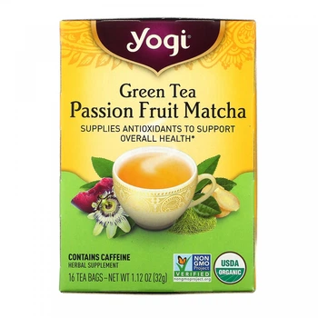 Зеленый чай маракуйя и маття Yogi Tea (Green Tea Passion Fruit Matcha) 16 чайных пакетиков 32 г