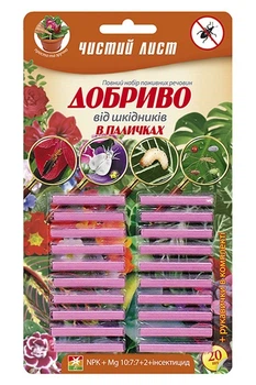 Удобрение длительного действия в палочках Чистый лист от вредителей 20 шт Kvitofor 43980