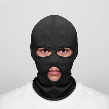 Балаклава маска Військова (бандитка, хуліганка, мафія, злодій, тактична) 3 отвори Чорна, Унісекс WUKE One size