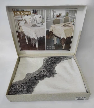 Скатерть Велюр Acme Tekstil 160 круг Payidar Cream-Silver