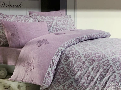 Комплект постельного белья Maison D'or New Damask Dark Rose сатин 220-200 см фиолетовое