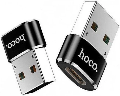 Адаптер переходник USB на Type-C HOCO UA6 (480 mbps, 2.1 A). Black
