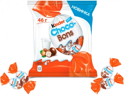 Цукерки Kinder Schoko-Bons з молочного шоколаду з молочно-горіховою начинкою 46 г. (4008400284620)