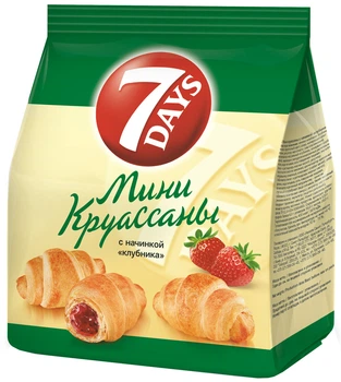 Міні-круасани 7 Days з кремом Полуниця 60 г. (5201360571406)